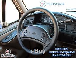 1992 Ford F150 F250 F350 XLT Custom XL -Leather Steering Wheel Cover Black
