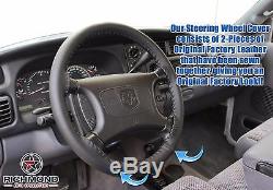 1998-2002 Dodge Ram 1500 2500 3500 -Black Leather Steering Wheel Cover