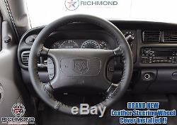 1998-2002 Dodge Ram 1500 2500 3500 -Black Leather Steering Wheel Cover