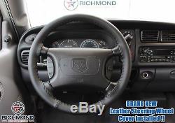 1998-2002 Dodge Ram 1500 2500 3500 -Leather Wrap Steering Wheel Cover, Black