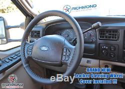 1999 2000 2001 2002 Ford F250 F350 F450 XL -Leather Steering Wheel Cover, Black