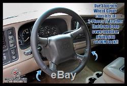1999 2000 Chevy Silverado WT Base Work Truck-Leather Steering Wheel Cover, Black