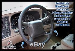 1999-2002 Chevy Silverado 1500 2500 3500 -Leather Steering Wheel Cover, Black