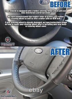 1999-2007 Ford F250 F350 F450 XL -Leather Wrap Steering Wheel Cover, Black