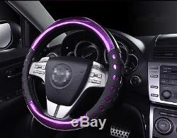 1X Purple Violet PU Leather Non slip Handle Auto Car Steering Wheel Cover Cases
