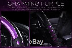 1X Purple Violet PU Leather Non slip Handle Auto Car Steering Wheel Cover Cases