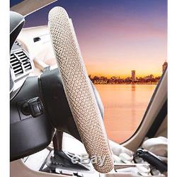 1 Auto Car Pickup Elastic Ice Silk Beige Decorative Soft Steering Wheel Cover