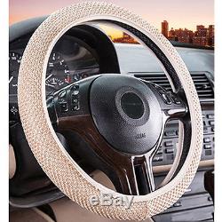 1 Auto Car Pickup Elastic Ice Silk Beige Decorative Soft Steering Wheel Cover