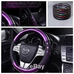 1 Pcs New Purple 38cm Non-slip Handle PU Leather Car Auto Steering Wheel Cover