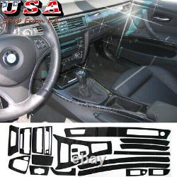 1set 5D Reflective Carbon Fiber Interior Decal Sticker Trim Cover For BMW E90