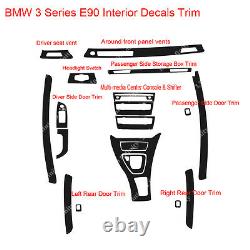 1set 5D Reflective Carbon Fiber Interior Decal Sticker Trim Cover For BMW E90