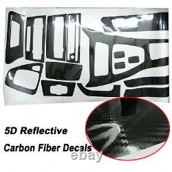 1set 5D Reflective Carbon Fiber Interior Decal Sticker Trim Cover For BMW E90