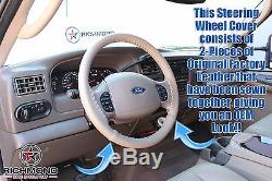 2001 2002 2003 Ford F250 F350 Lariat Quad-Cab -Leather Steering Wheel Cover Tan