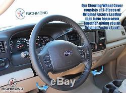 2002-2007 Ford F250 F350 F450 F550 XL -Leather Wrap Steering Wheel Cover, Black