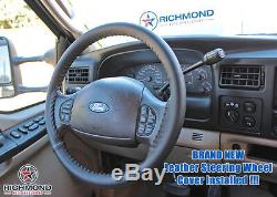2002-2007 Ford F250 F350 F450 F550 XL -Leather Wrap Steering Wheel Cover, Black