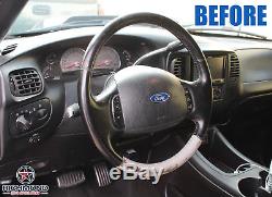 2003 Ford F-150 Harley-Davidson F150 -Black & Gray Leather Steering Wheel Cover