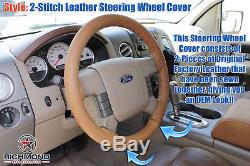 2005 Ford F-150 King Ranch F150 -Leather Steering Wheel Cover, 2-Stitch Style