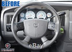 2006 2007 2008 Dodge Ram SLT Laramie -Leather Steering Wheel Cover, Dark Gray