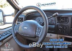2006 2007 Ford F250 F350 Amarillo Lariat 4x4 -Leather Steering Wheel Cover Black