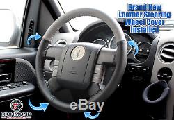 2006 Lincoln Mark LT -Genuine Leather Steering Wheel Cover, 2-Tone Black/Gray