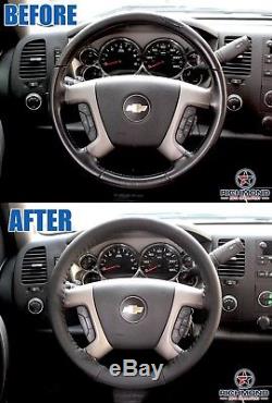2007 2008 2009 Chevy Tahoe LT Z71 LS LTZ-Black Leather Wrap Steering Wheel Cover