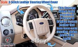 2007 2008 2009 Ford Expedition EL MAX -Leather Wrap Steering Wheel Cover Tan