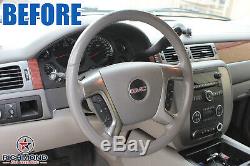 2007 2008 GMC Sierra 2500HD 3500HD SLT SLE -Leather Steering Wheel Cover Gray