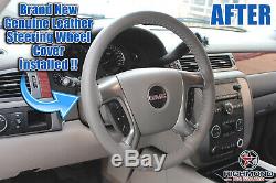 2007 2008 GMC Sierra 2500HD 3500HD SLT SLE -Leather Steering Wheel Cover Gray