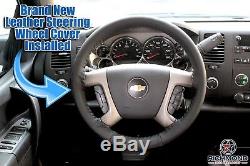 2007-2014 Chevy Silverado 1500 2500 3500-Leather Wrap Steering Wheel Cover Black