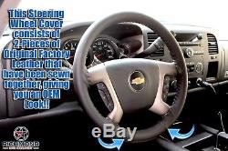 2008 2009 2010 Chevy Avalanche LT LS Z71 Z66-Leather Steering Wheel Cover, Black