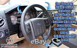 2008 2009 2010 Ford F250 F350 Lariat FX4 XLT-Leather Steering Wheel Cover, Black