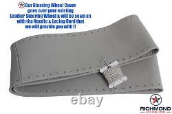 2008-2009 Ford F250 F350 F450 F550 Lariat-Leather Wrap Steering Wheel Cover Gray