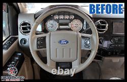 2008-2009 Ford F250 F350 F450 F550 Lariat-Leather Wrap Steering Wheel Cover Gray