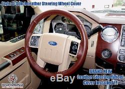 2008 2009 Ford F250 F350 King Ranch-Leather Steering Wheel Cover -3-Stitch Style