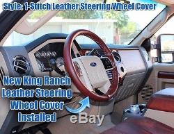 2008 Ford F250 F350 KING RANCH -Leather Steering Wheel Cover -1-Stitch Wrap