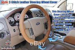 2008 Ford F-150 King Ranch F150 -Leather Steering Wheel Cover, 2-Stitch Style