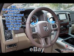 2009 2010 2011 2012 Dodge Ram Long Horn -Leather Wrap Steering Wheel Cover Brown