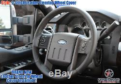 2009-2010 Ford F250 F350 F450 Lariat FX4 FX2-Leather Steering Wheel Cover, Black