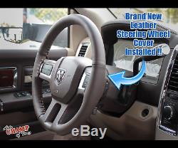 2009-2012 Dodge Ram 1500 2500 3500 Laramie-Leather Steering Wheel Cover Dk Brown