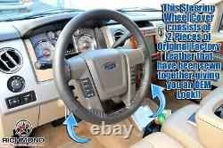 2009-2014 Ford F150 Lariat -Black Leather Steering Wheel Cover withNeedle & Thread