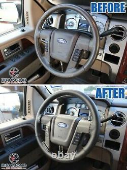 2009-2014 Ford F-150 Platinum Ed F150 Leather Wrap Steering Wheel Cover, Black