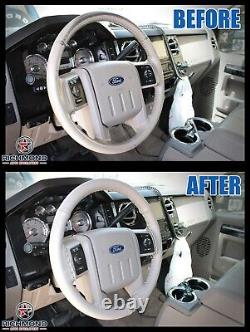 2010 2011 2012 2013 2014 Ford Expedition-Leather Wrap Steering Wheel Cover, Gray