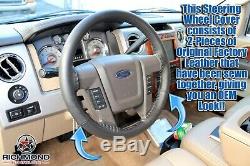 2010 2011 Ford F150 Lariat -Black Leather Steering Wheel Cover withNeedle & Thread