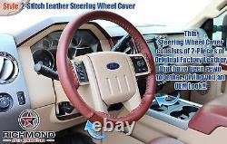 2011 2012 F-250 F-350 KING RANCH -Leather Steering Wheel Cover - 2-Stitch Wrap