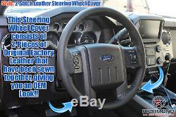 2012 2013 Ford F250 F350 FX4 FX2 XLT Lariat -Leather Steering Wheel Cover, Black