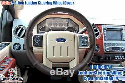 2015 2016 F-250 F-350 KING RANCH -Leather Steering Wheel Cover - 2-Stitch Wrap