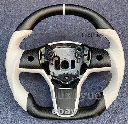 2016-2021 Tesla Model 3 & Y -Real MATTE CARBON Fiber Steering Wheel +Trim