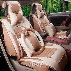 2016 NEW flax Car Seat Cushion 10pcs / set For All Car + steering wheel cover