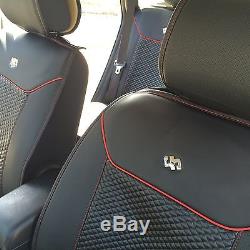 2016 Seat Cover Set Black PVC Leather Steering Wheel Shift Knob Belt Covers