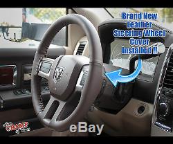 2017 2018 Dodge Ram 1500 2500 3500 Laramie -Leather Steering Wheel Cover, Brown